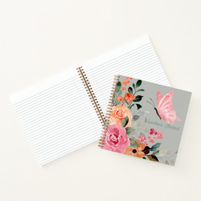 Cuaderno Flores y mariposas acuarelas personalizadas (Interior)