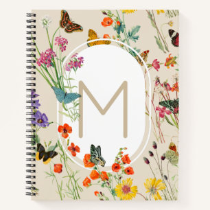 Cuaderno Flores y mariposas acuáticas Jardín floral