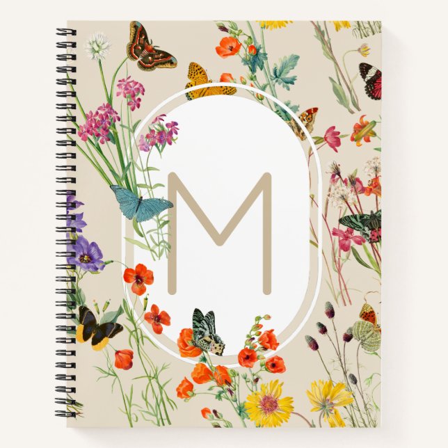 Cuaderno Flores y mariposas acuáticas Jardín floral (Anverso)