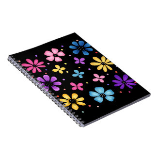 Cuaderno Flores y mariposas brillantes y coloridas