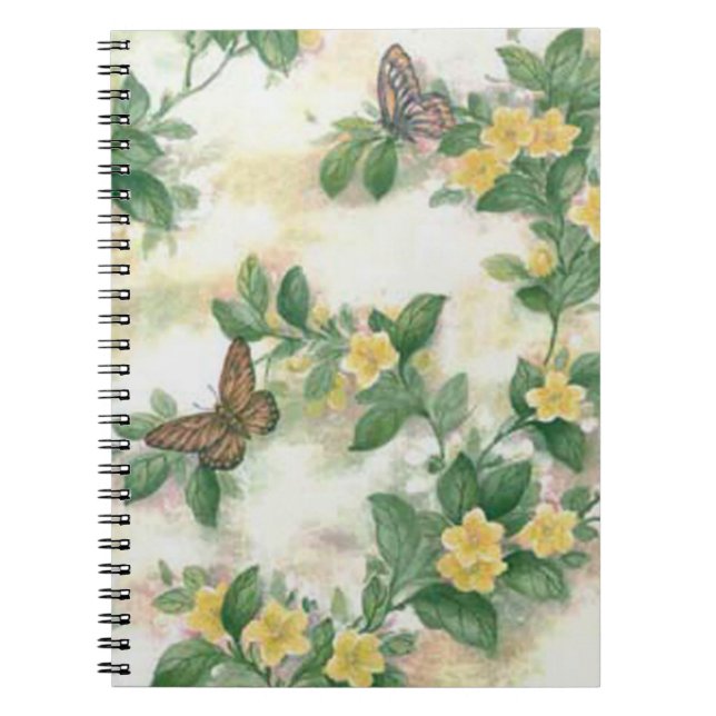 Cuaderno Flores Y Mariposas Espiral Portátil (Frente)