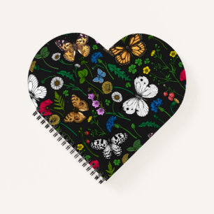 Cuaderno Flores y mariposas silvestres en negro