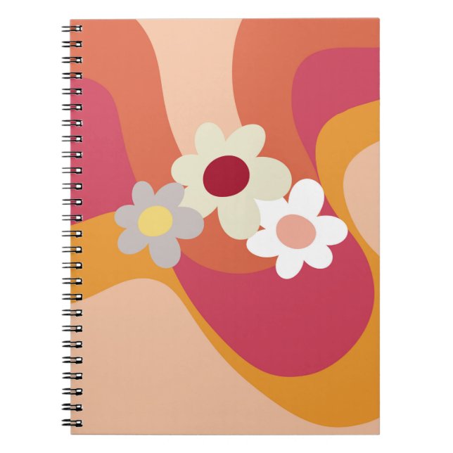 Cuaderno Flores y olas de estilo retro (Frente)