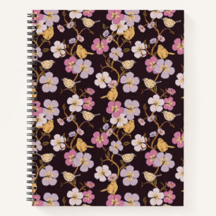 Cuaderno Flores y pájaros para el sendero caprichoso - Negr