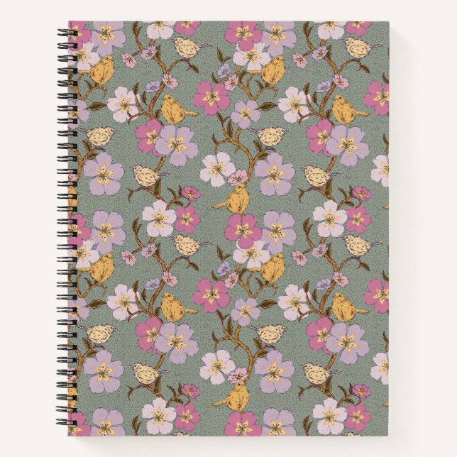 Cuaderno Flores y pájaros para el sendero sensacional - Ver (Anverso)
