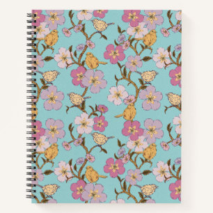 Cuaderno Flores y pájaros para senderos caprichosos - Turqu