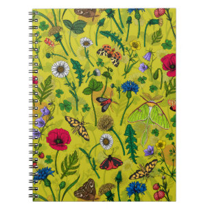 Cuaderno Flores y polillas silvestres en verde