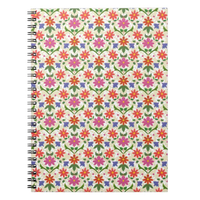Cuaderno Flores y puntos de polka en un bloc de notas en es (Frente)