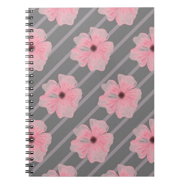 Cuaderno Flores Y Tiras Rosadas Portátil De Fotografía En E (Frente)