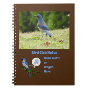 Cuaderno Florida Scrub Jay Bird Club Monograma Foto