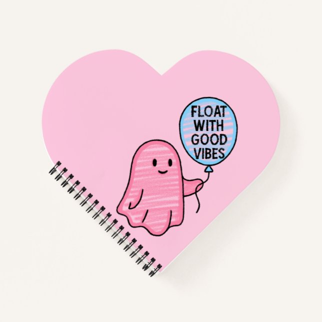 Cuaderno Flota con buenos vibraciones diseño lindo boo (Anverso)