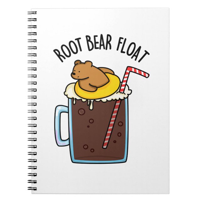 Cuaderno Flotador de Root Bear Pun divertido de Root Beer (Frente)