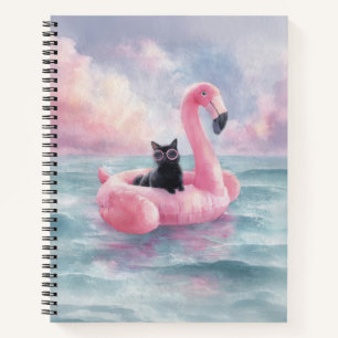 Cuaderno flotante de gato negro capo caprichoso