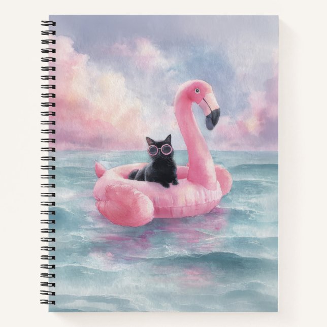 Cuaderno flotante de gato negro capo caprichoso (Anverso)
