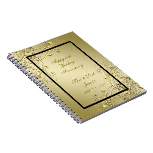 Cuaderno Flourish Gold Black 50° aniversario de Boda