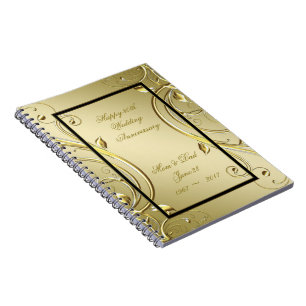Cuaderno Flourish Gold Black 50° aniversario de Boda