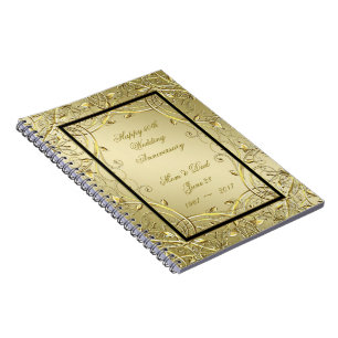 Cuaderno Flourish Gold Black 50° aniversario de Boda