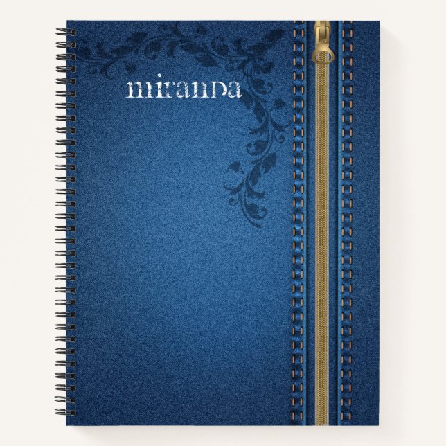 Cuaderno Flourish Pintado Jeans Denim (Anverso)