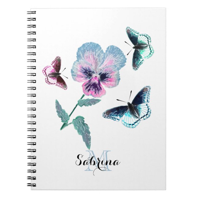 Cuaderno Flower and butterflies.Personalized, (Frente)