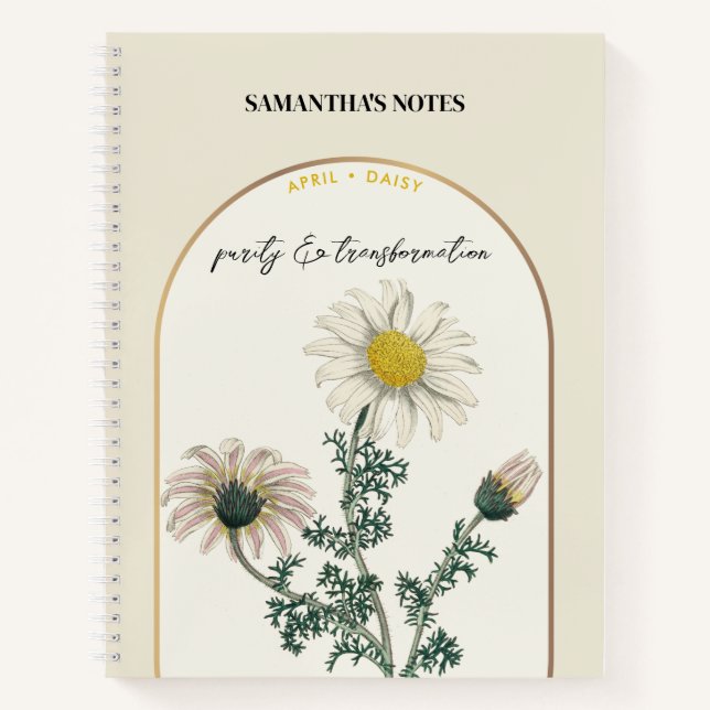 Cuaderno Flower Flower Personalizadas Mes April Daisy (Anverso)