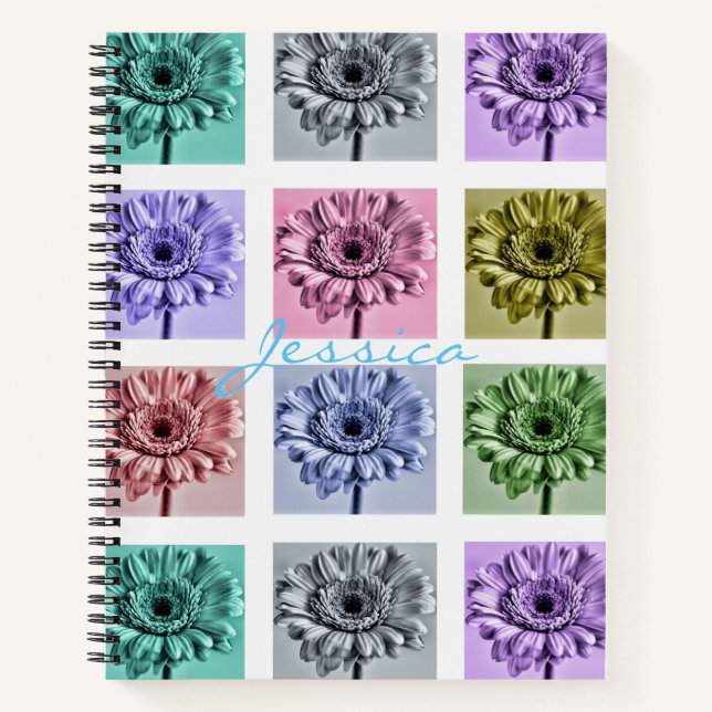 Cuaderno Flower Pop Art Squares Personalised (Anverso)
