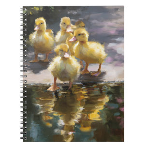 Cuaderno Fluffy Ducklings Pond Reflation Art