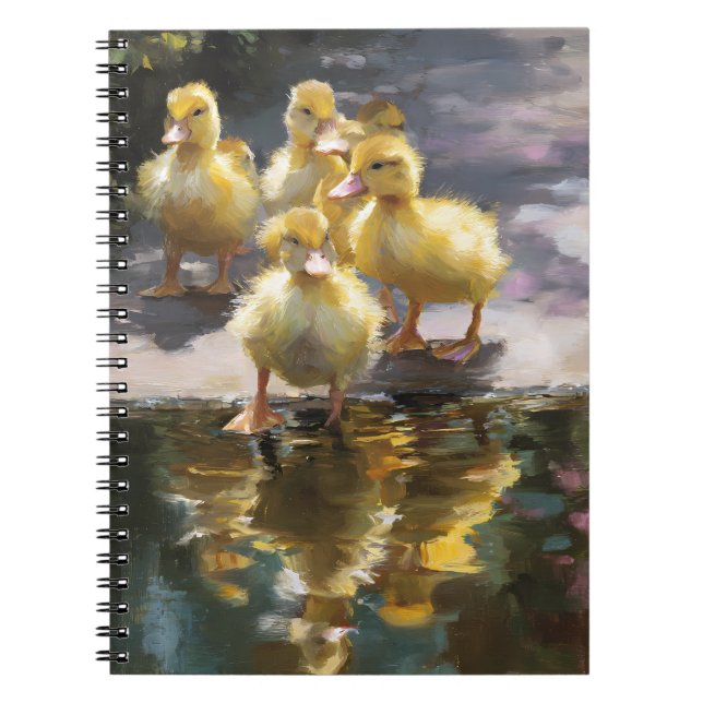 Cuaderno Fluffy Ducklings Pond Reflation Art (Frente)