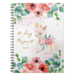 Cuaderno Fluffy Llama Ilustracion Flores Chica Diario