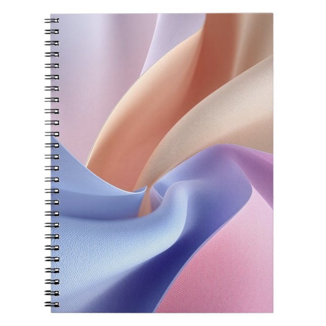 Cuaderno Flujo de tela pastel abstracta con curvas suaves (Frente)