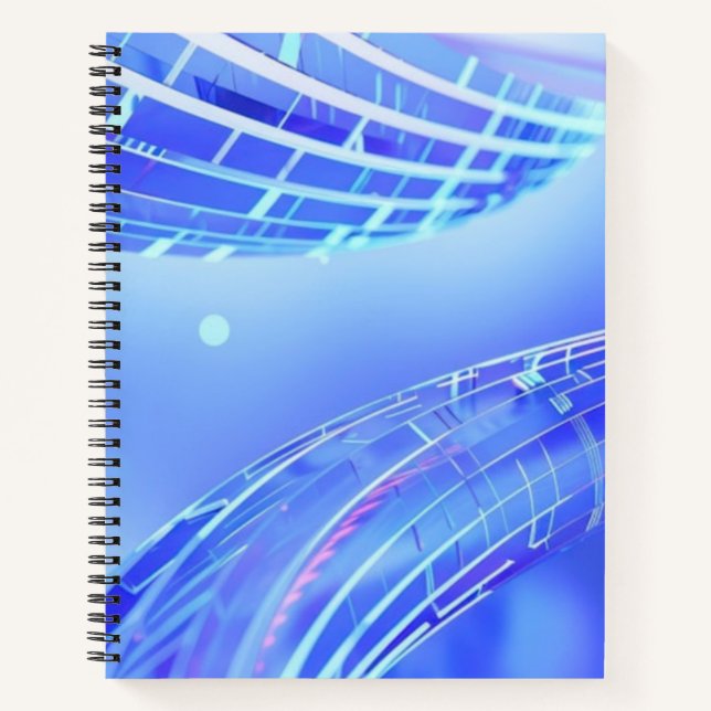 Cuaderno Flujo digital dinámico azul y púrpura (Anverso)