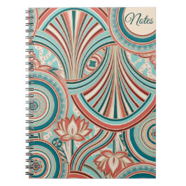 Cuaderno Flujo Nouveau de Coral y Turquesa