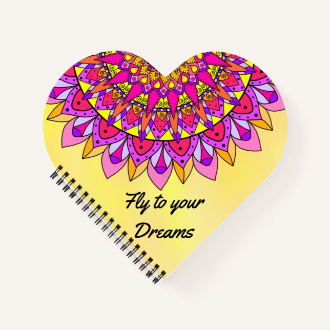 Cuaderno Fly Dreams Mandala Corazón Feliz Inspirador (Anverso)