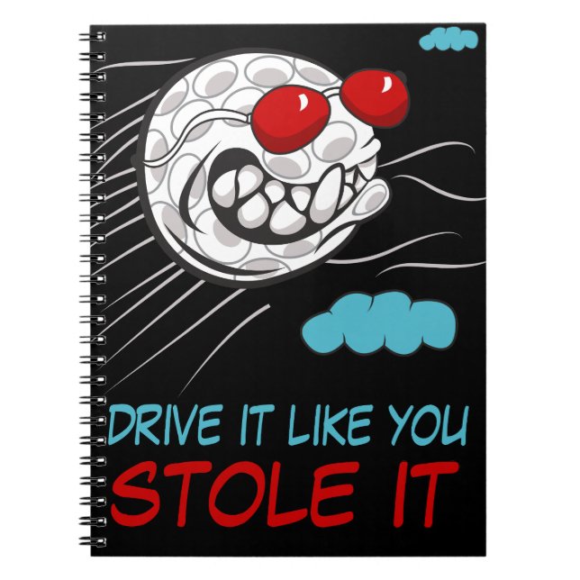 Cuaderno Flying Golf Ball con gafas de sol y Cita divertida (Frente)