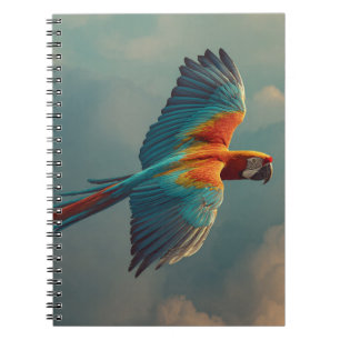 Cuaderno Flying Scarlet Macaw Sunset Sky Art