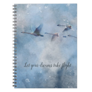Cuaderno Flying Tundra Swans Artistic Blue Background Photo