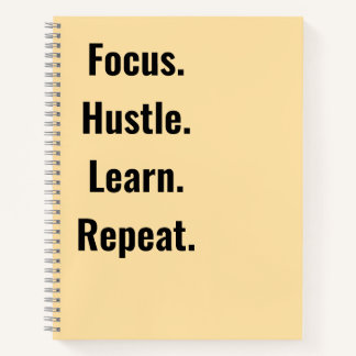 Cuaderno Focus Hustle Learn Repeat Motivational  students