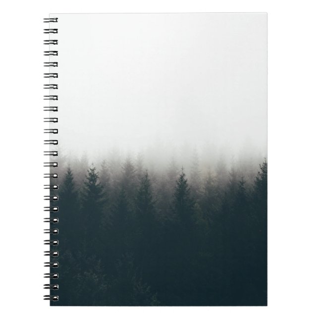 Cuaderno Foggy Forest Pine Mountain Arte estético (Frente)