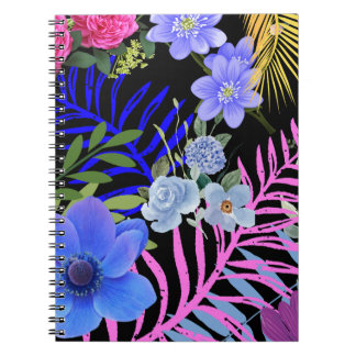 Cuaderno Foliage botánico de Fern floral colorido retro