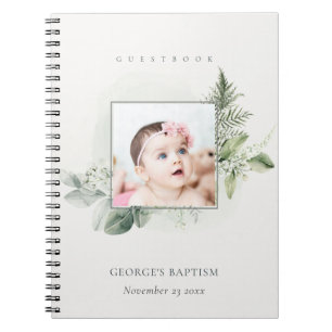 Cuaderno Foliage Eucalyptus Fern Photo Baptism Guestbook