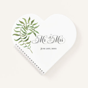 Cuaderno Foliage simple, Sr. y Sra. Boda Heart