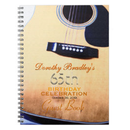 Cuaderno Folk Guitar 65º Birthday Personalized Guest Book