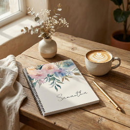 Cuaderno Follaje botánico, espiral de acuarela floral