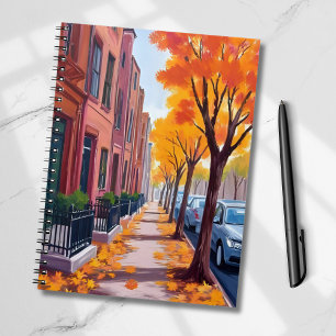 Cuaderno Follaje de otoño de Boston pintado a la acuarela