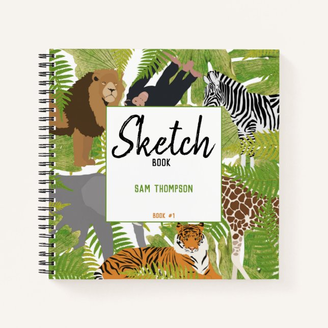 Cuaderno Folleto para niños Safari de animales de la jungla (Anverso)
