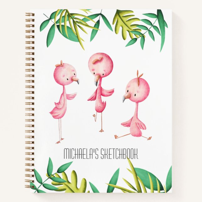 Cuaderno Folleto tropical Flamingo rosa (Anverso)