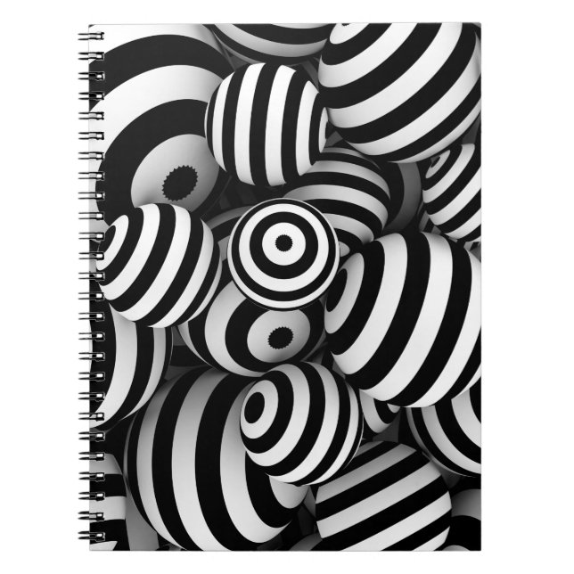 Cuaderno Fondo abstracto blanco con bolas y lin negro (Frente)