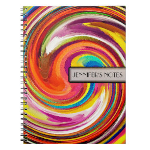 Cuaderno Fondo abstracto de arte de remolino de colores #4