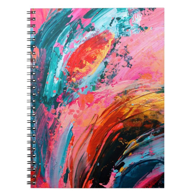 Cuaderno Fondo abstracto de color brillante pintado a mano (Frente)