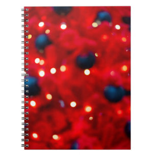 Cuaderno Fondo abstracto de Navidad rojo con efecto Bokeh