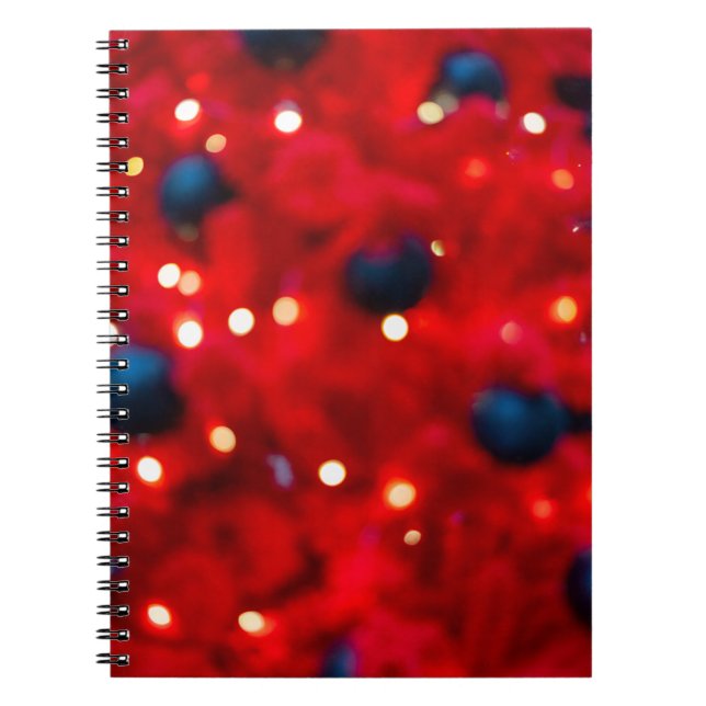 Cuaderno Fondo abstracto de Navidad rojo con efecto Bokeh (Frente)